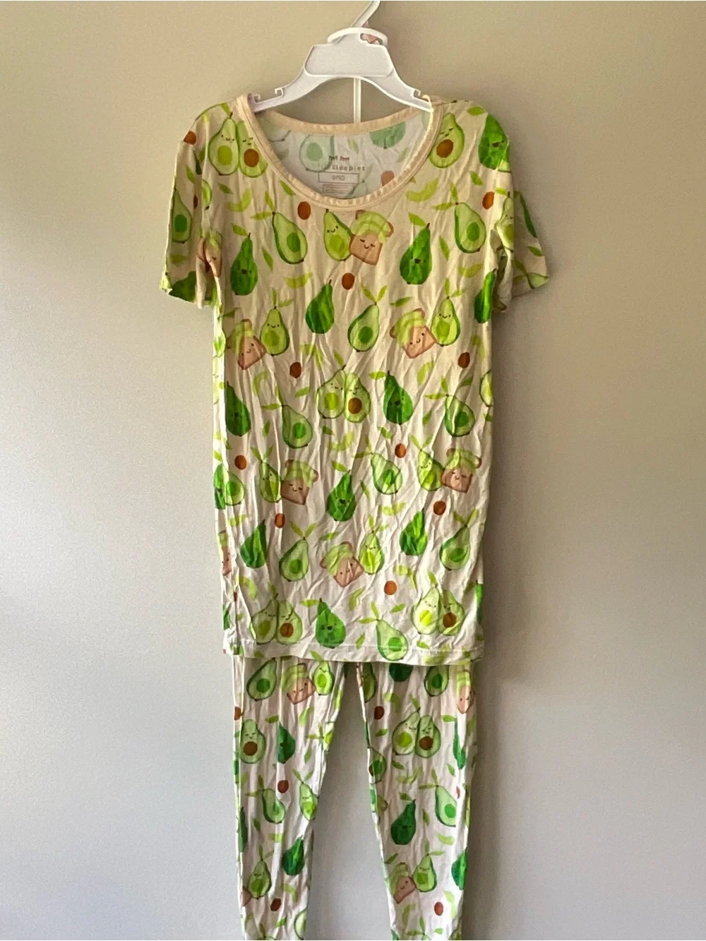 Little Sleepies Cream and Green Avocado Print Pajama Set - Short Sleeve